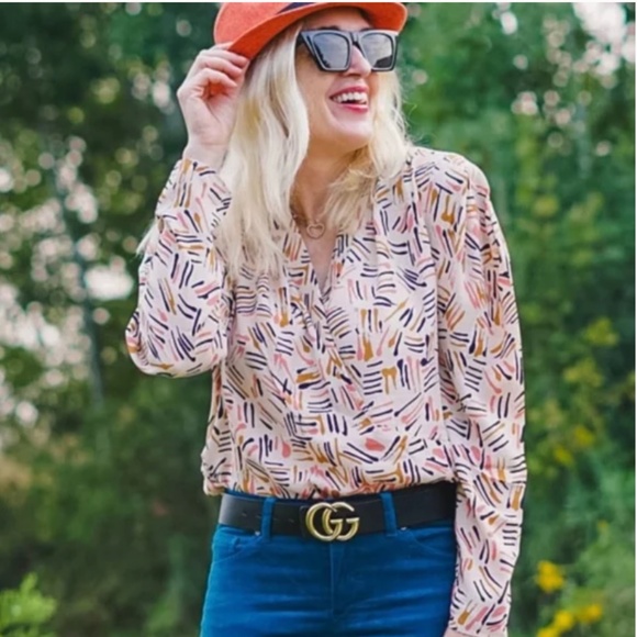 CAbi Tops - CABI Marni Abstract Blouse,‎ Womens, Medium, Cream